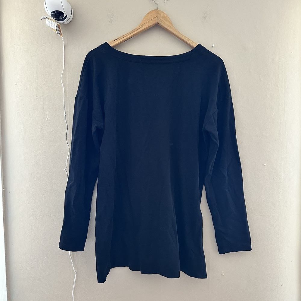 J Jill Womens Supima Cotton Scoop Neck Tunic Size M Black Minimalist Capsule - Picture 3 of 6